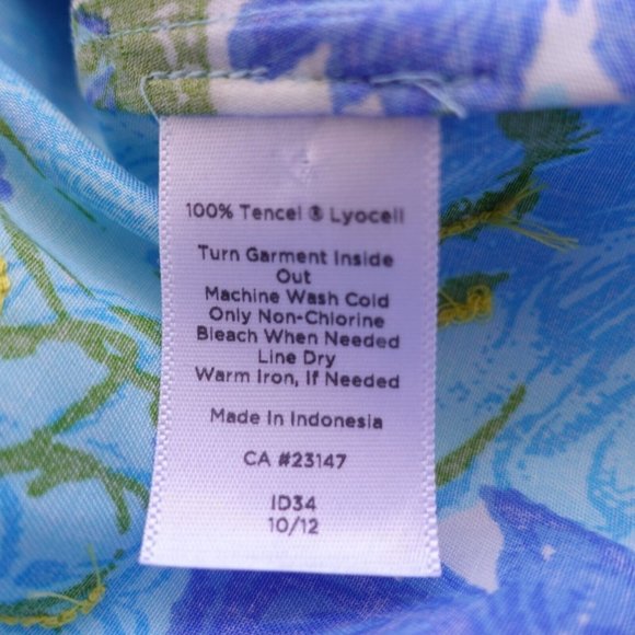 Talbots Shirt Women Size Small Blue Floral Top Blouse Sequin Boho Allover Tencel - Picture 7 of 8